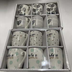 F146(точка-C)(црн-B)Филџан сет висина 8см ширина 7см